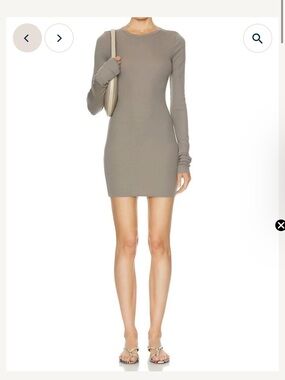Eterne long -Sleeve Bodycon Mini Dress in Taupe